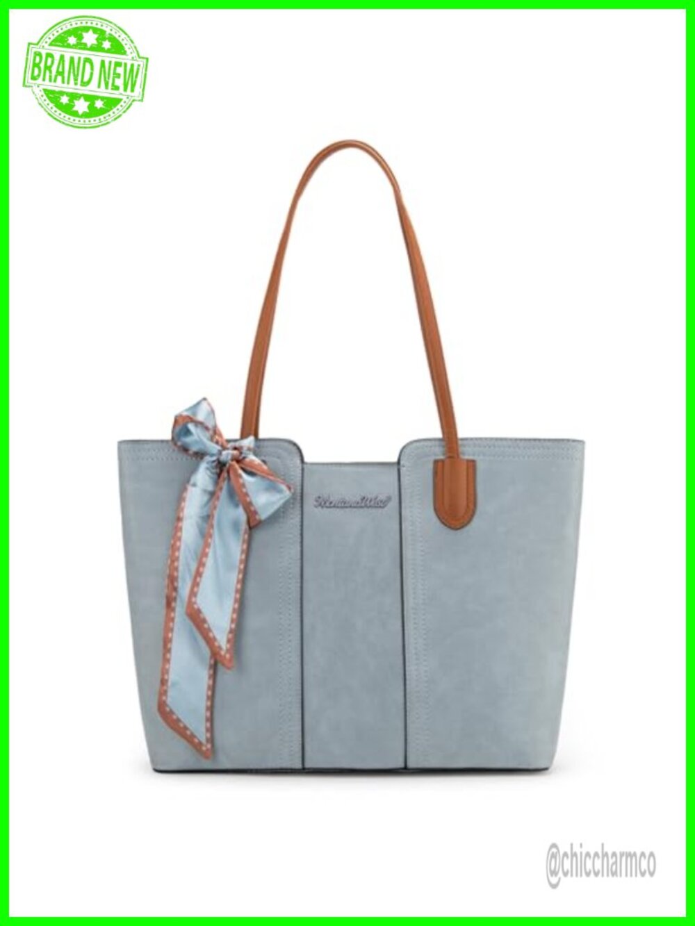Vegan Leather Satchel Tote Bag Top Handle Work Purse with Scarf